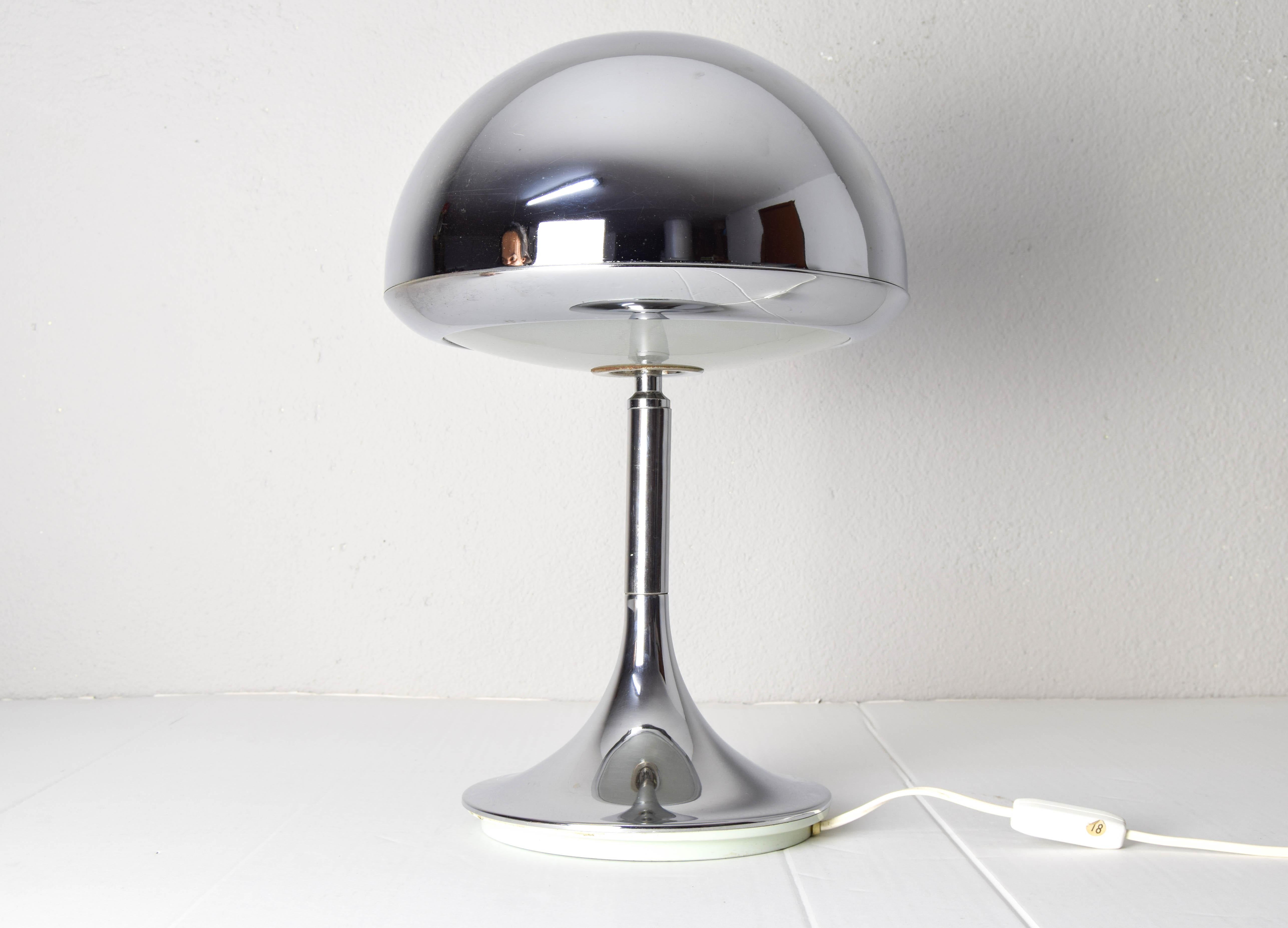 Mid-Century Modern Space Age Grin Fase Chrome Mushroom Table Lamp Spain, 1960s 4