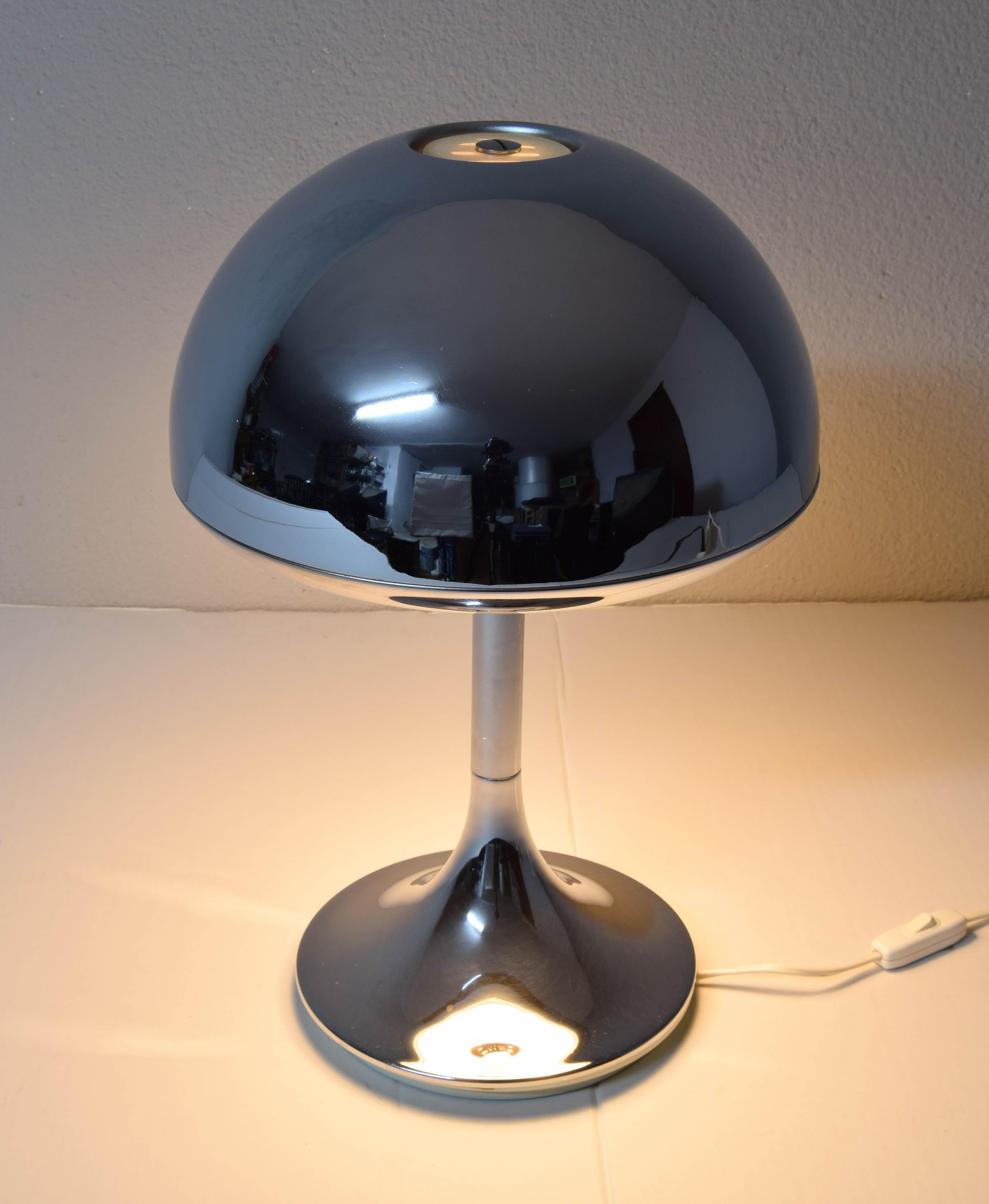 Mid-Century Modern Space Age Grin Fase Chrome Mushroom Table Lamp Spain, 1960s In Good Condition In Escalona, Toledo