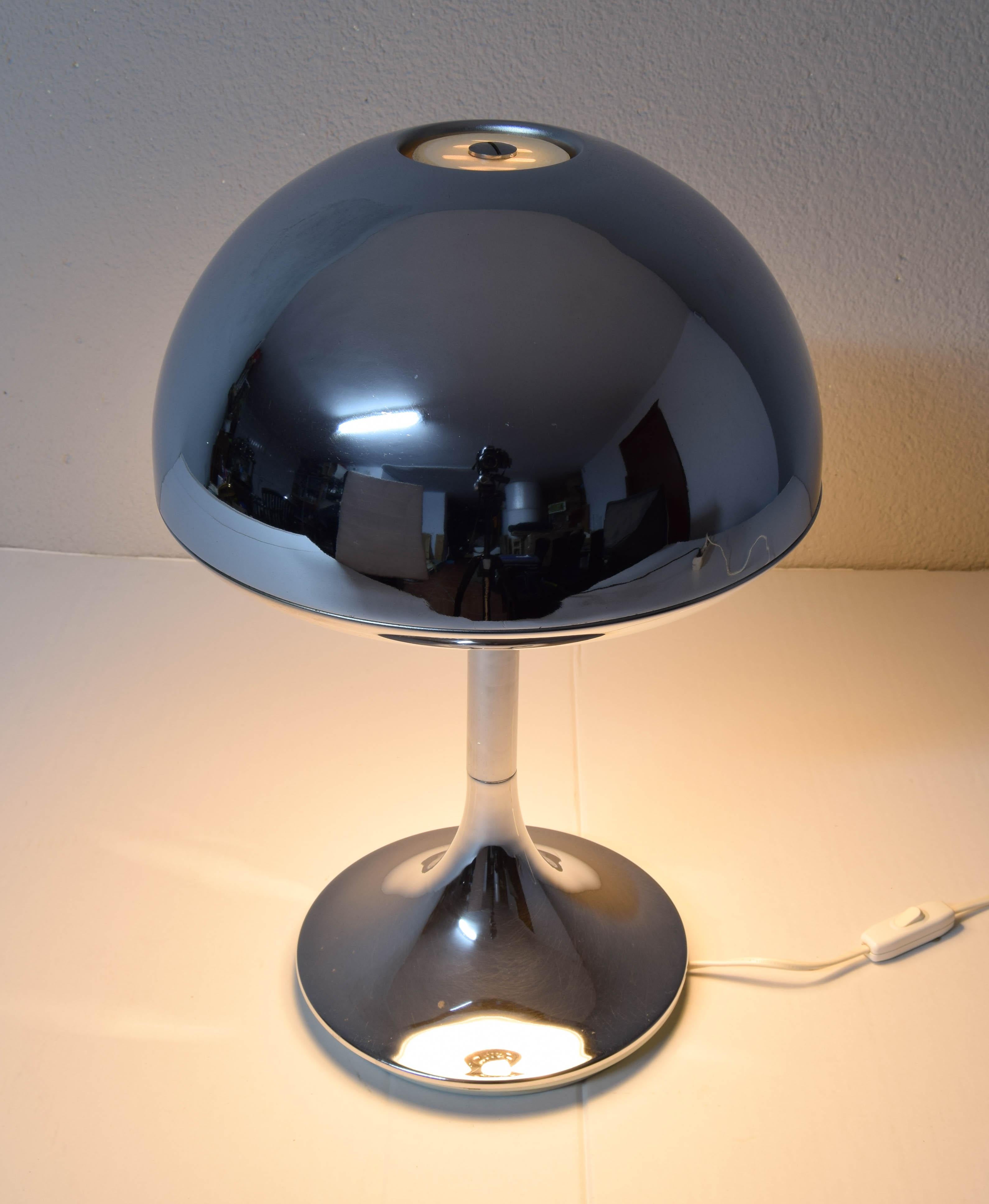 Mid-20th Century Mid-Century Modern Space Age Grin Fase Chrome Mushroom Table Lamp Spain, 1960s