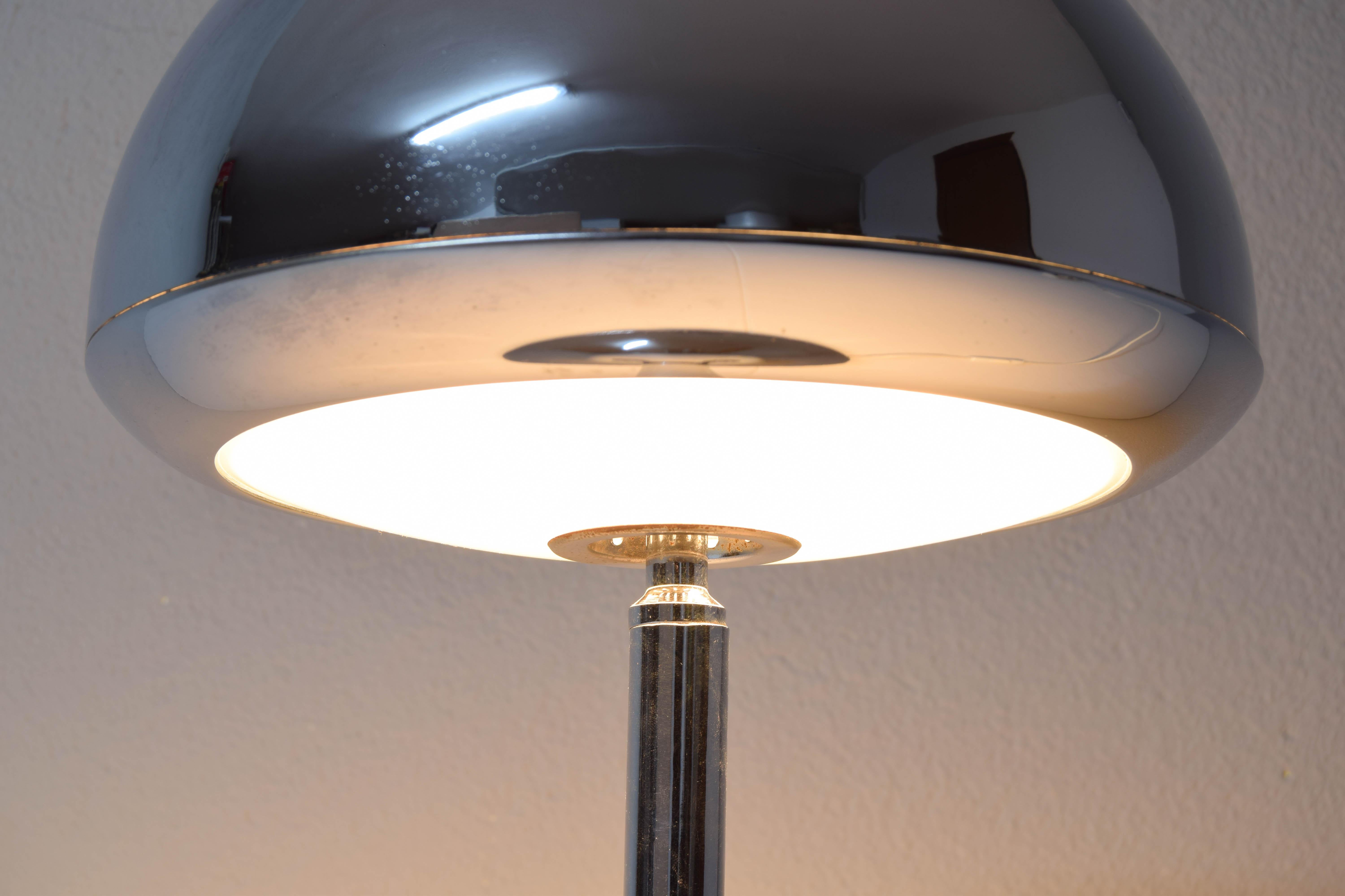 Steel Mid-Century Modern Space Age Grin Fase Chrome Mushroom Table Lamp Spain, 1960s
