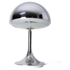 Vintage Mid-Century Modern Space Age Grin Fase Chrome Mushroom Table Lamp Spain, 1960s