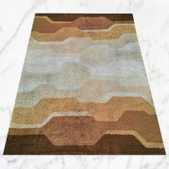 Mid-Century Modern Space Age Italian Wool Rug with Geometric Pattern, 1970s