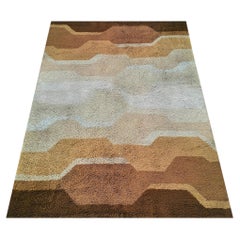 Mid-Century Modern Space Age Italian Wool Rug with Geometric Pattern, 1970s