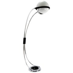 Mid-Century Modern Space Age Large Chrome and Crystal Arc Floor Lamp, Italy 1970