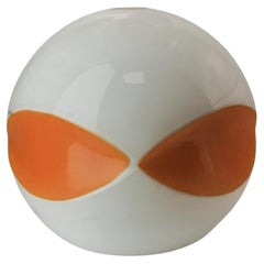 Mid Century Modern Space Age Orange and White Italian Opaline Glass Lampshade