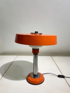 Mid-Century Modern Space Age Orange "Saucer" Table Lamp, Circa 1970s