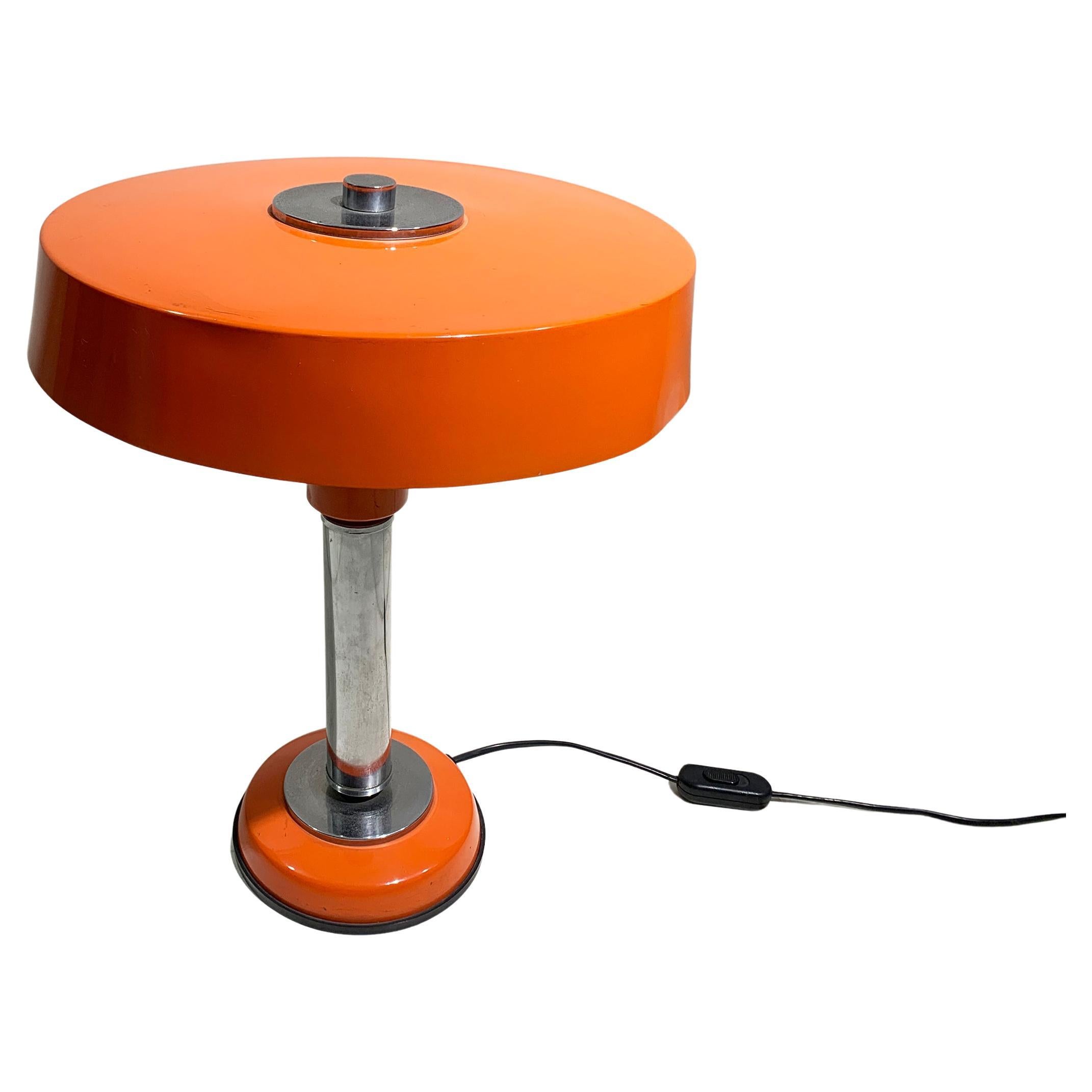 Mid-Century Modern Space Age Orange "Saucer" Table Lamp, Circa 1970s