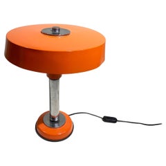 Mid-Century Modern Space Age Orange "Saucer" Table Lamp, Circa 1970s