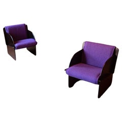 Mid-Century Modern Space Age Purple Bouclé Chairs, Italy 1970s