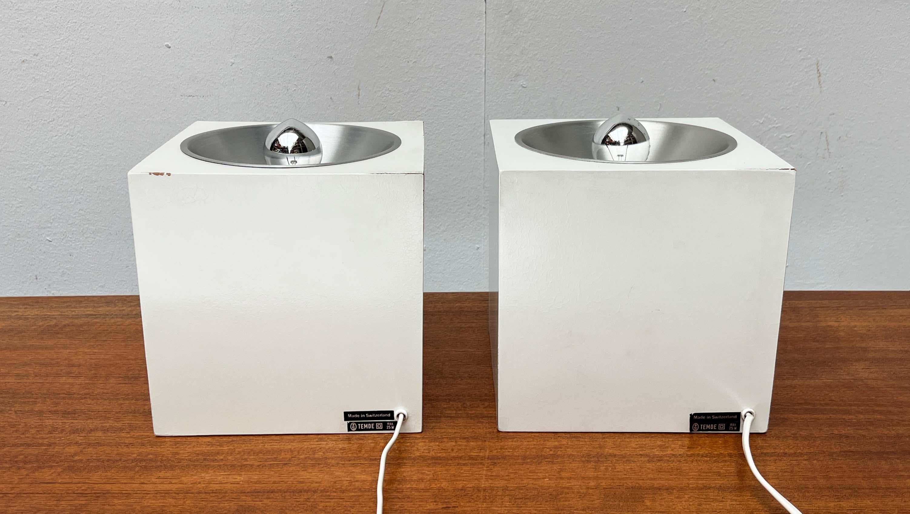 Mid-Century Modern Space Age Swiss 5703 Cube Table Lamps by E.R. Nele for Temde in vendita 6