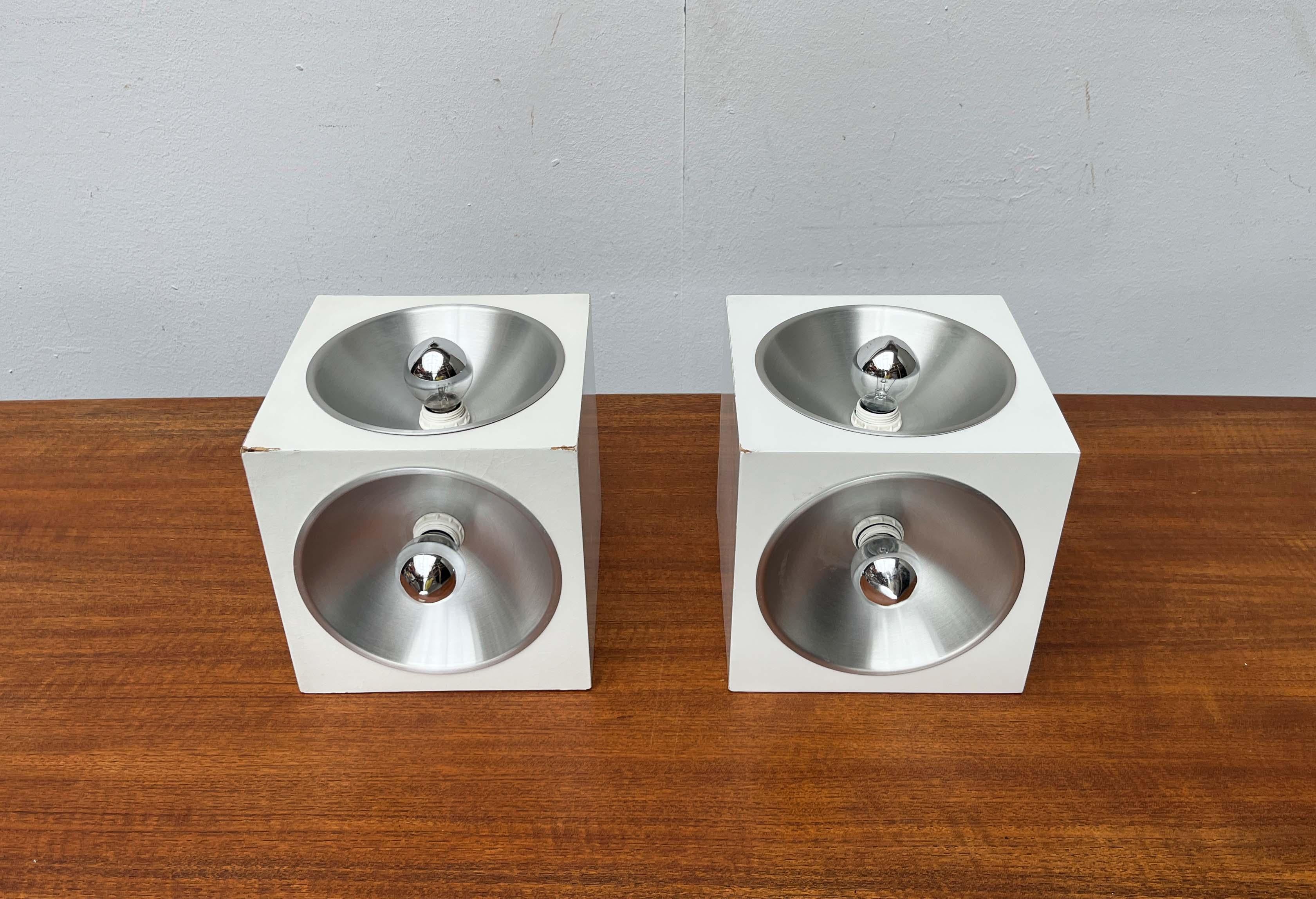 Svizzero Mid-Century Modern Space Age Swiss 5703 Cube Table Lamps by E.R. Nele for Temde in vendita
