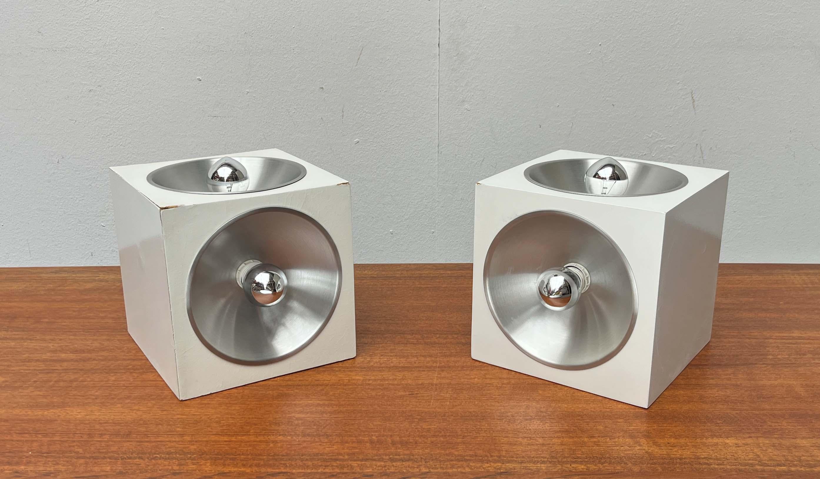 XX secolo Mid-Century Modern Space Age Swiss 5703 Cube Table Lamps by E.R. Nele for Temde in vendita