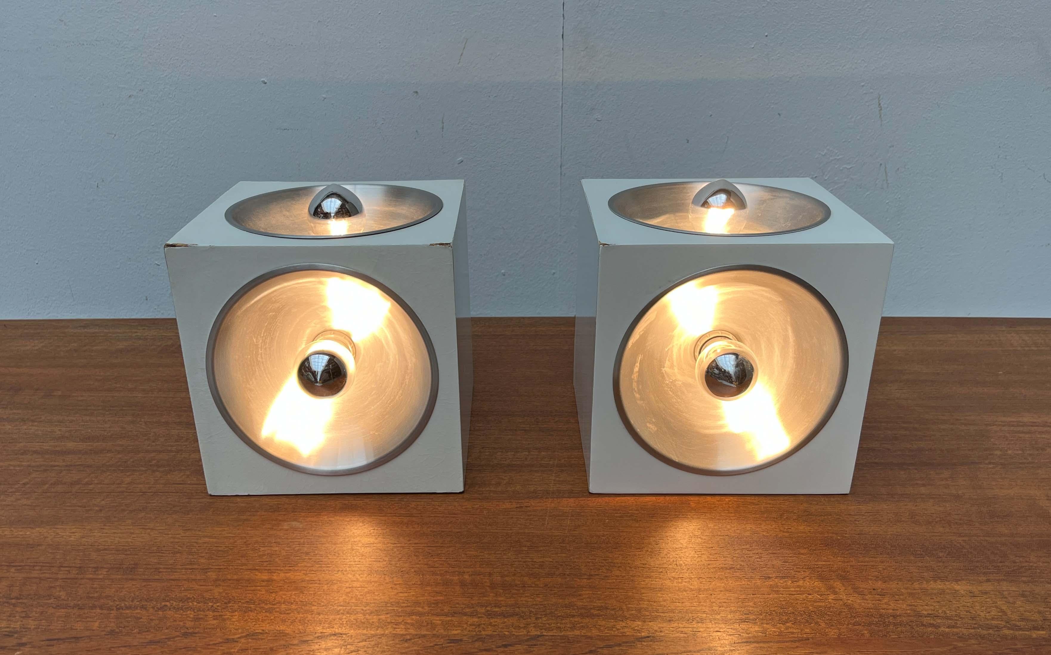 Mid-Century Modern Space Age Swiss 5703 Cube Table Lamps by E.R. Nele for Temde in vendita 2