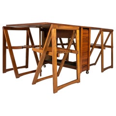 Mid Century Modern Space Saver Minimalist Hide Away Dropleaf Table and Chairs