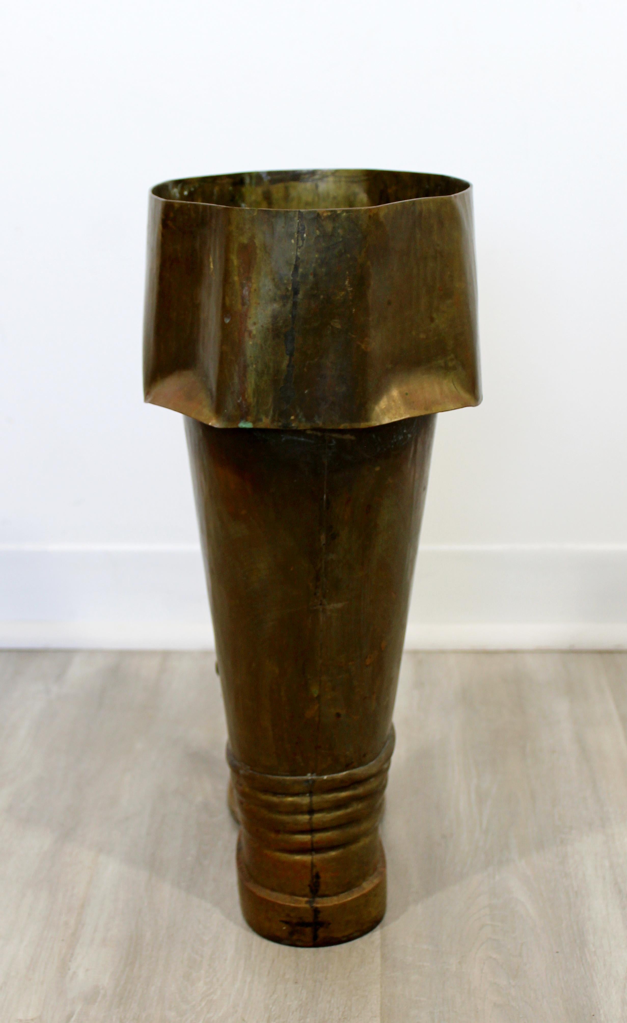 Mid-Century Modern Spanish Brass Boot Floor Sculpture Umbrella Stand, 1960s 2