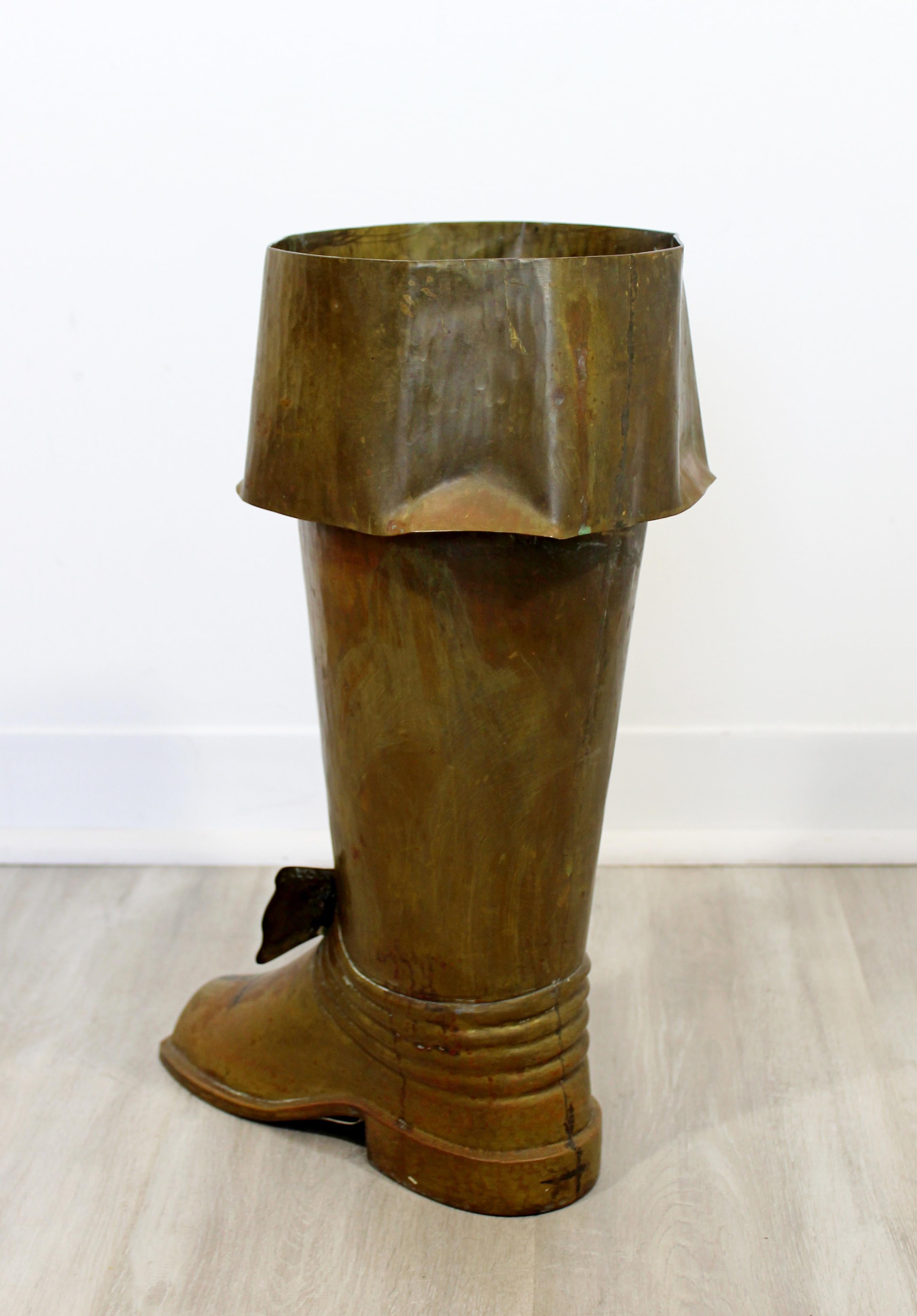 Mid-Century Modern Spanish Brass Boot Floor Sculpture Umbrella Stand, 1960s 3