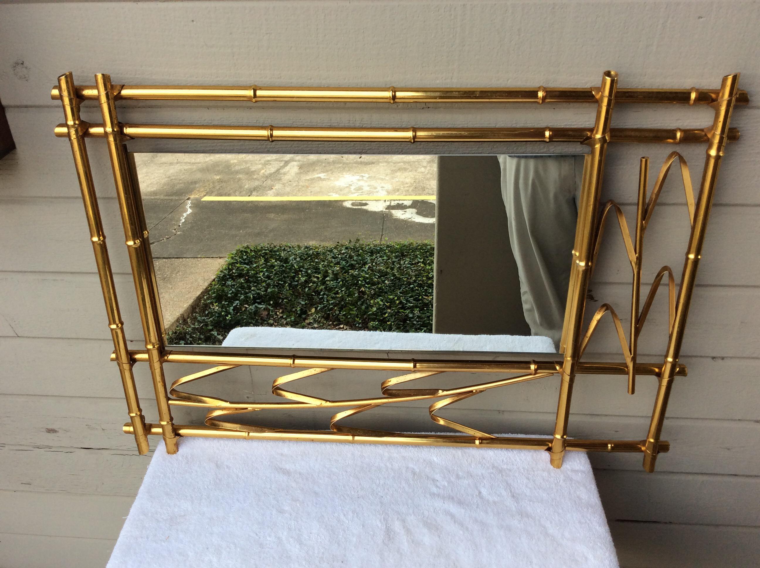 Mid-Century Modern Spanish Brass Faux Bamboo Mirror For Sale 6