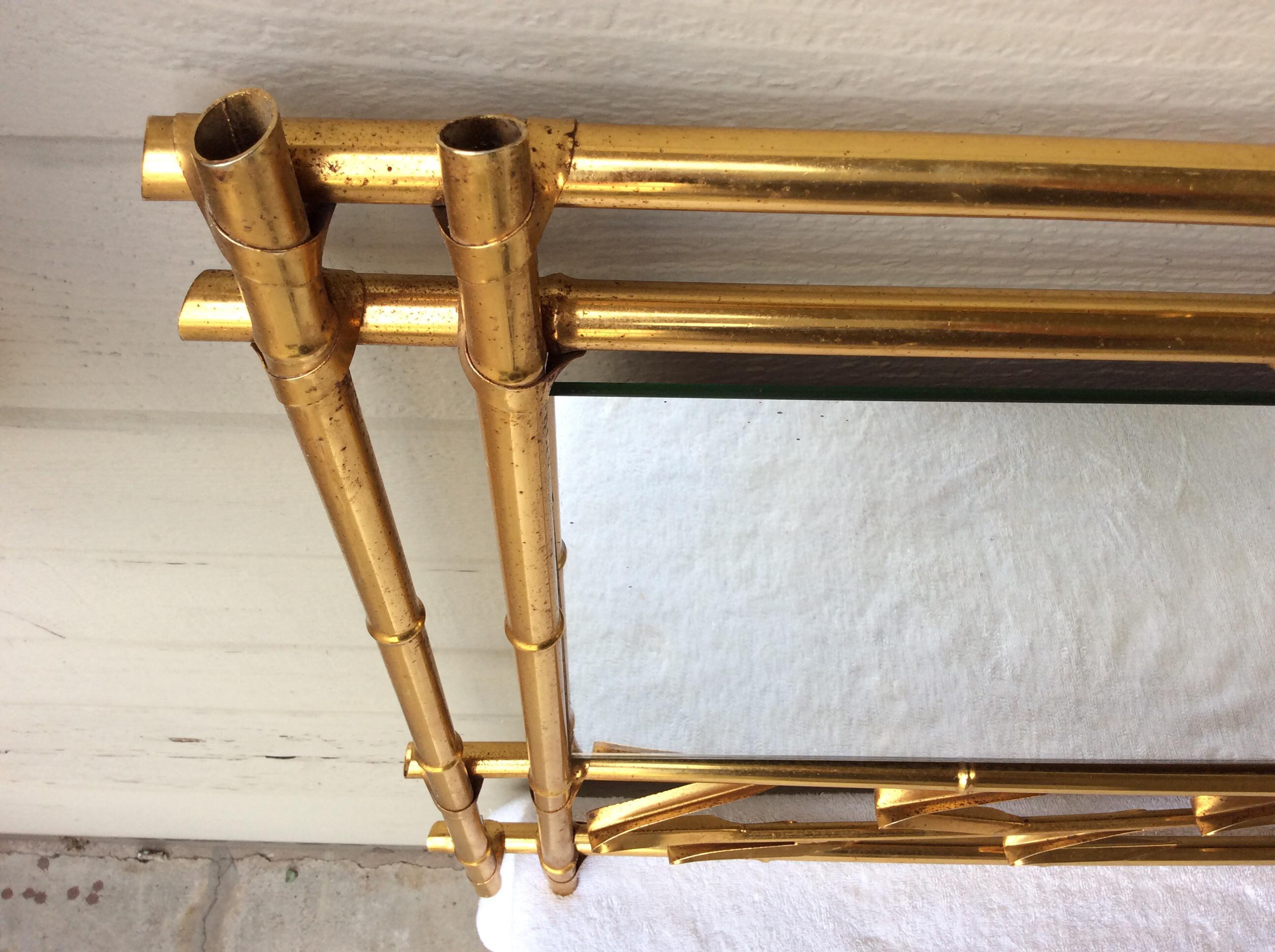 Mid-Century Modern Spanish Brass Faux Bamboo Mirror For Sale 7