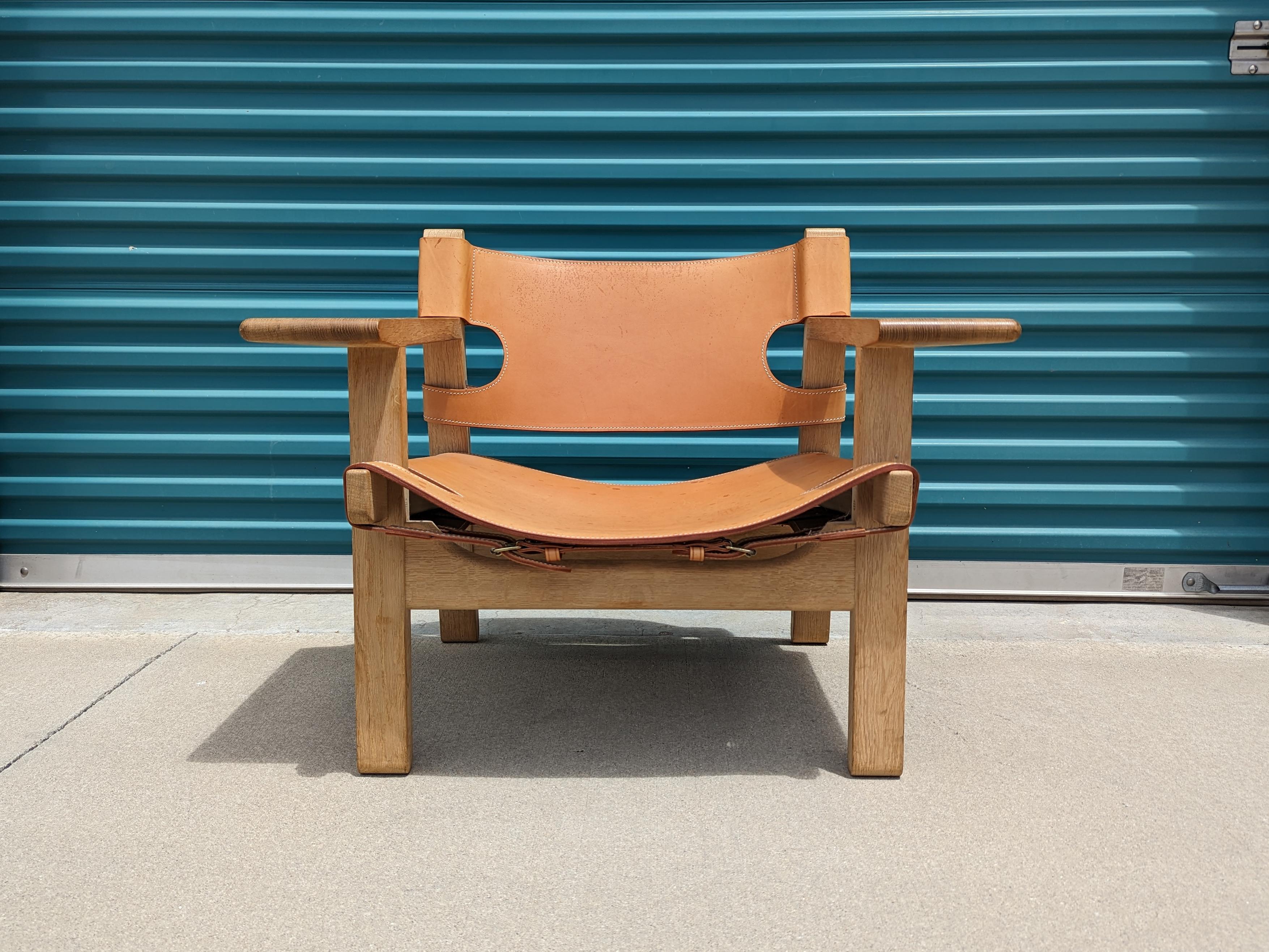 Leather Mid Century Modern Spanish Chair by Børge Mogensen for Fredericia Furniture