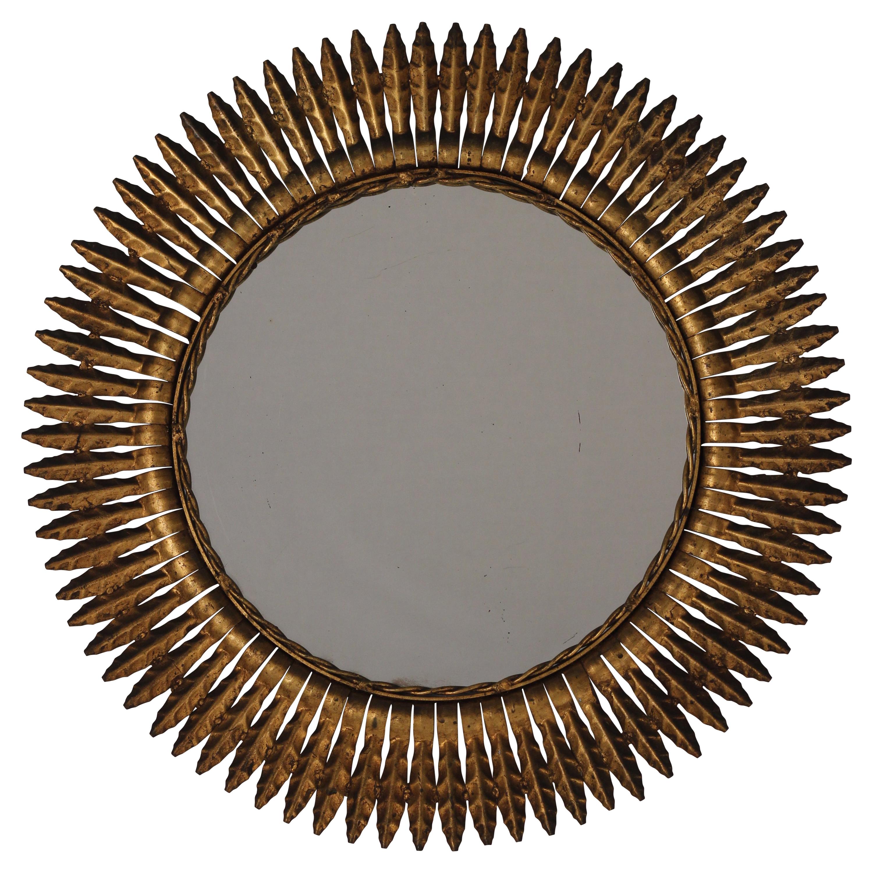 Mid-Century Modern Spanish Gilt Sunburst Mirror, 1950’s