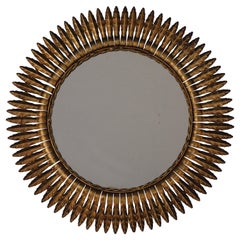 Boho Chic Style Spanish Gilt Sunburst Mirror, 1950’s