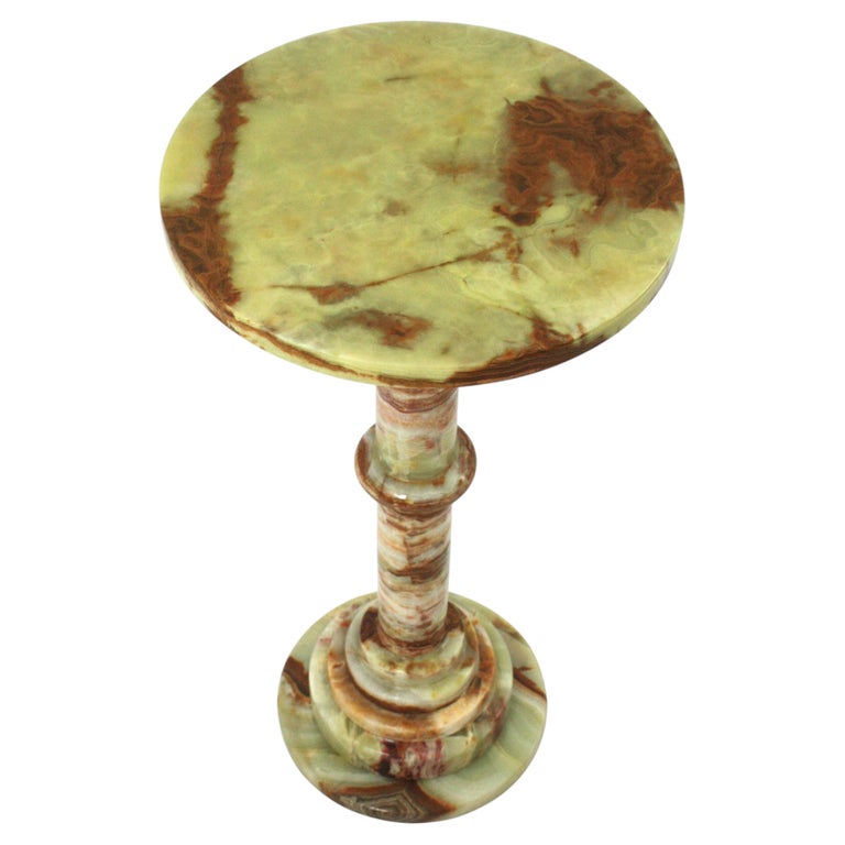 Mid-Century Modern Spanish Green Onyx Gueridon / Side Table, 1950s