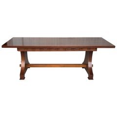 20th Spanish Large Desk with Carved Drawers in Two Sides