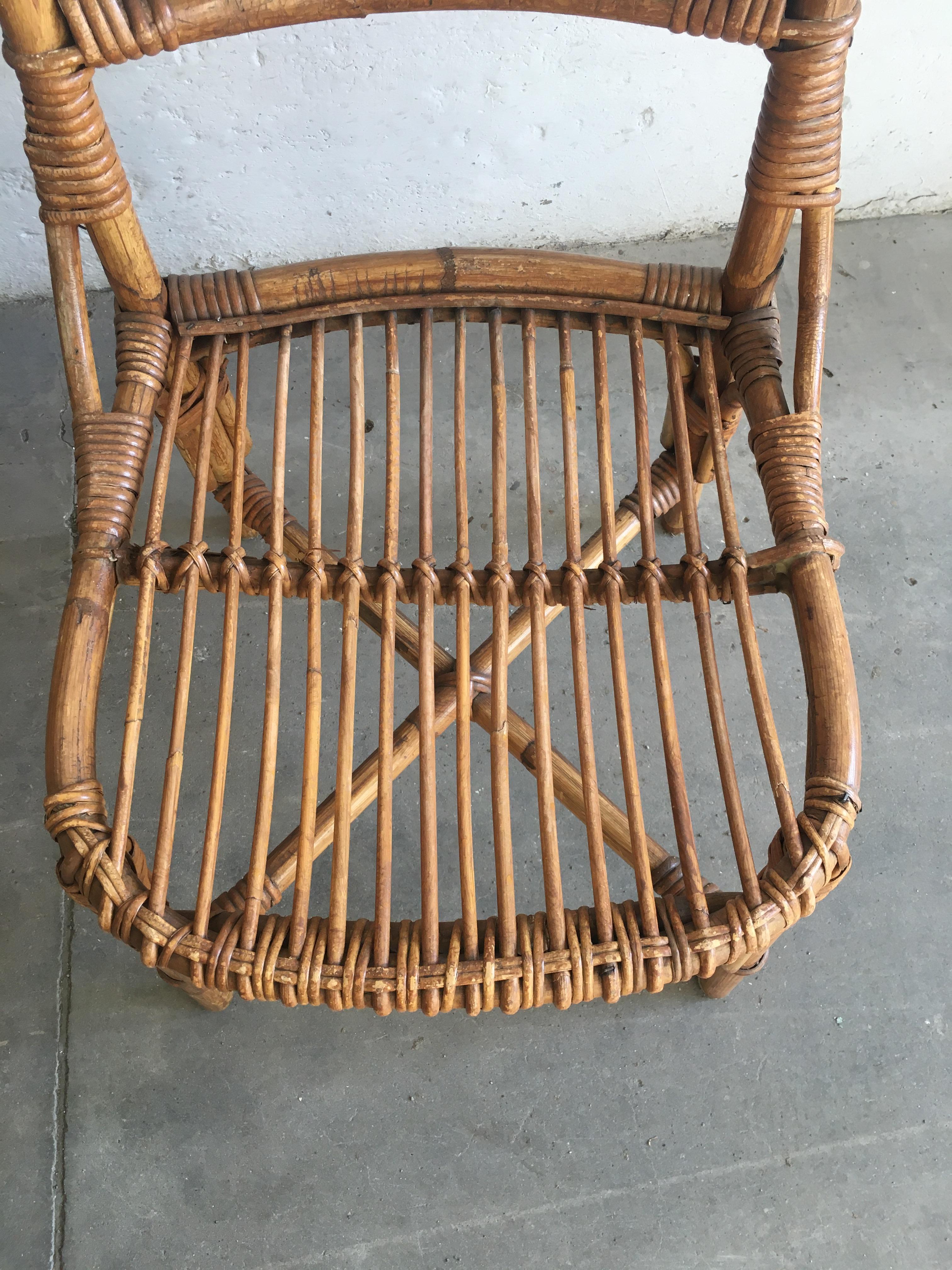 Mid-Century Modern Spanish Set of 4 Bamboo Dining Chairs, 1970s 11