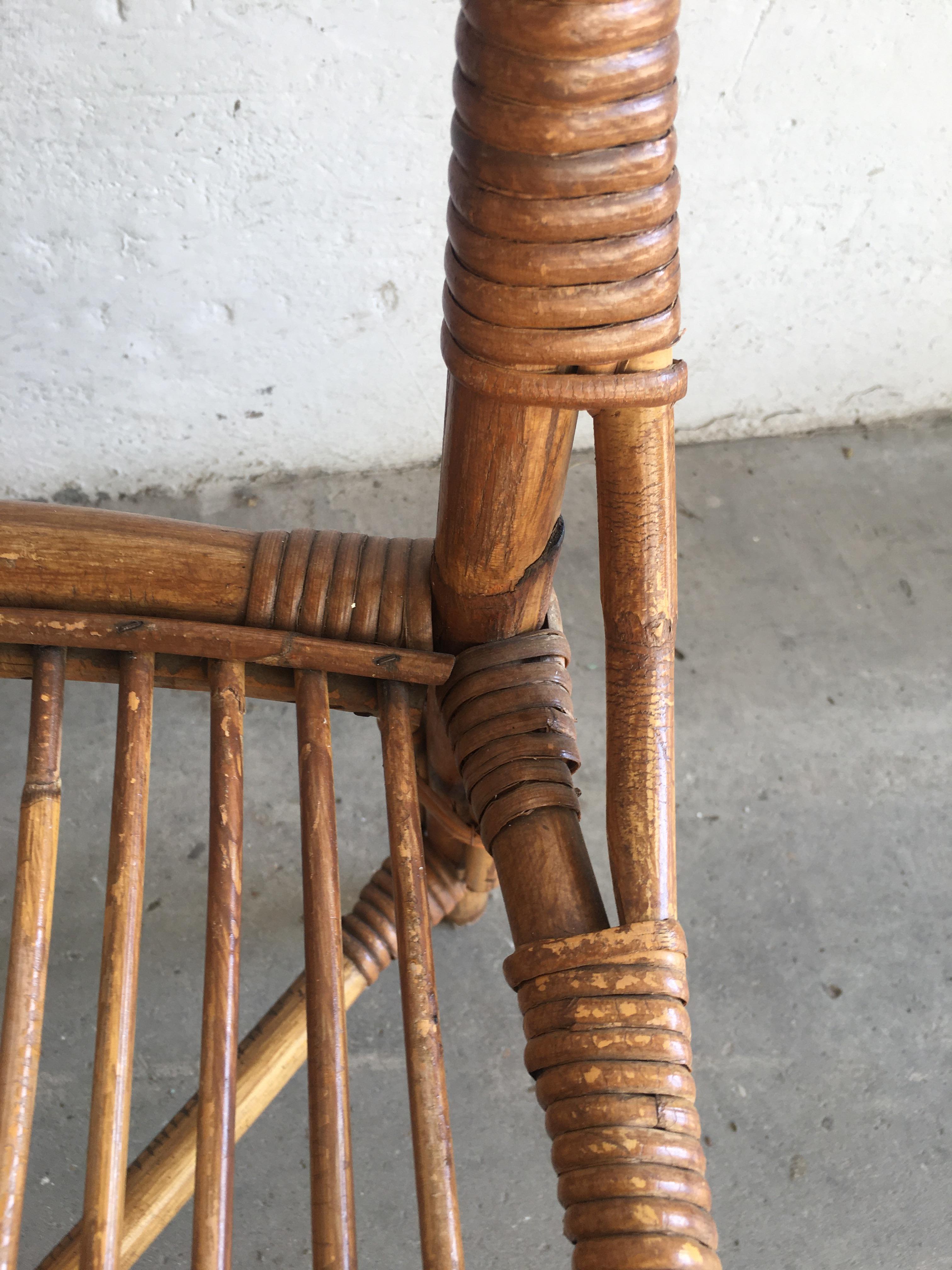 Mid-Century Modern Spanish Set of 4 Bamboo Dining Chairs, 1970s 12