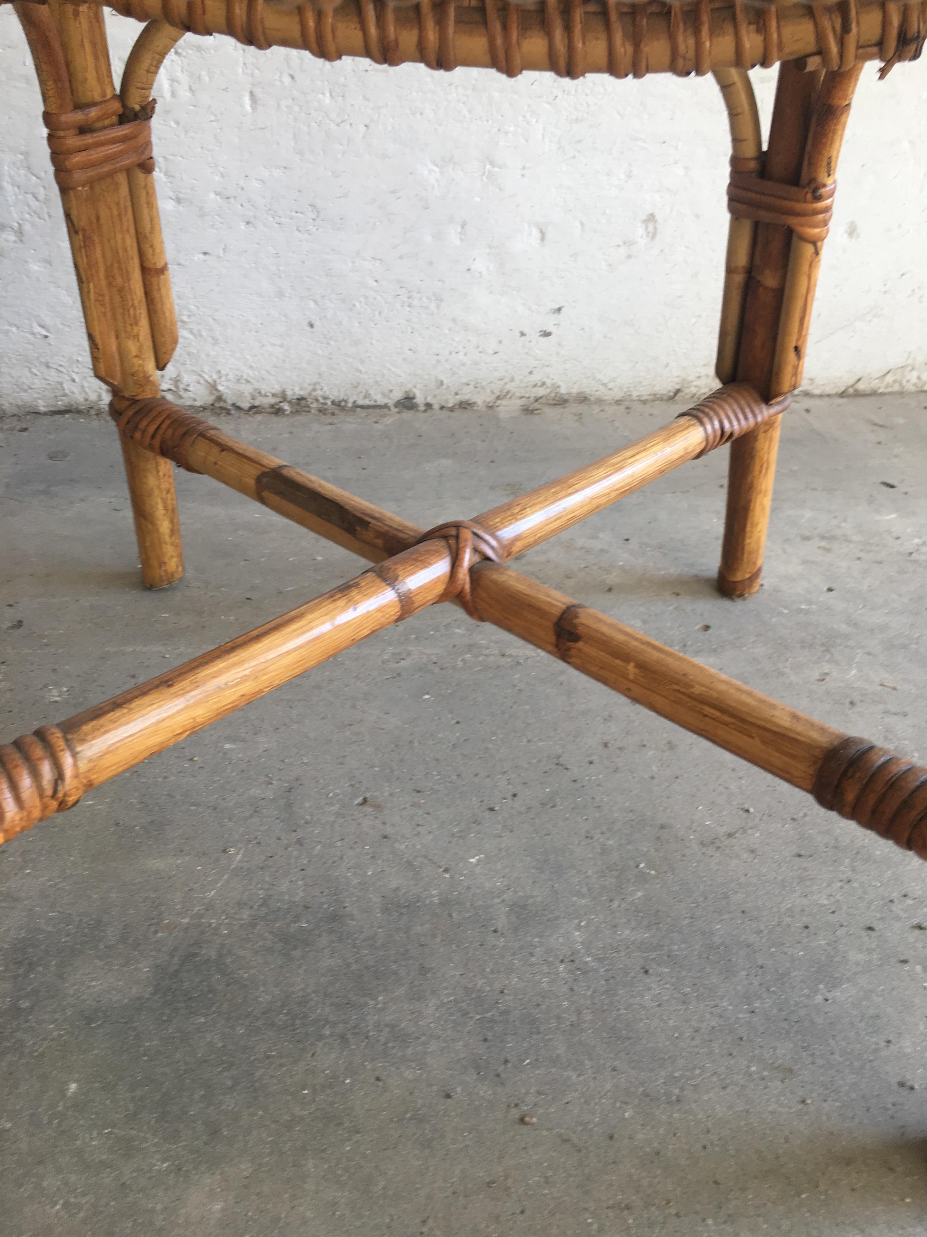 Mid-Century Modern Spanish Set of 4 Bamboo Dining Chairs, 1970s 13