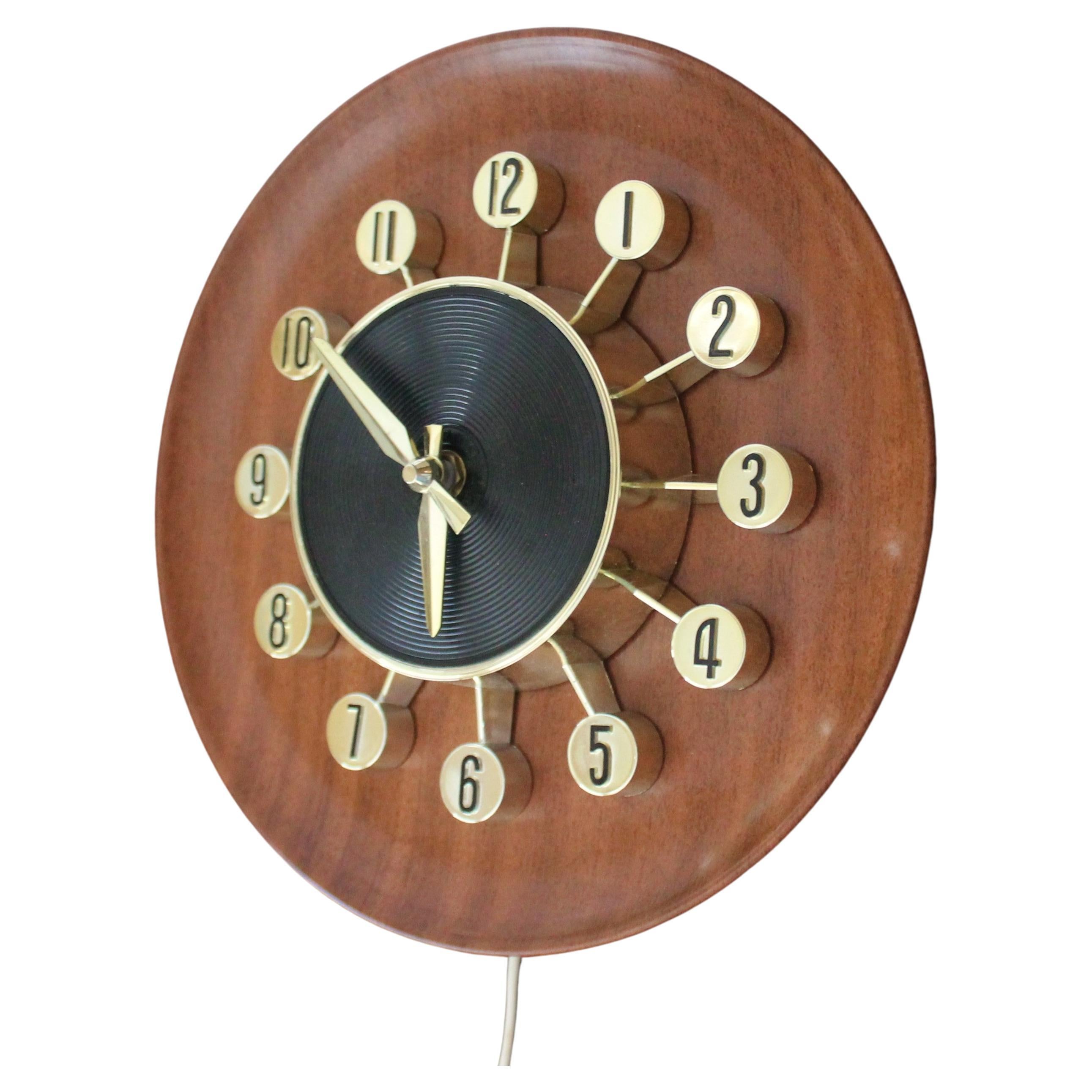 Mid Century Modern Spartus Atomic Wall Clock!  Hyper-Rare NOS Unused & Mint!  For Sale