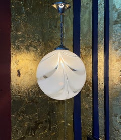 Mid-Century Modern Sphere Chandelier in Murano Swirl Glass by Venini, circa 1970