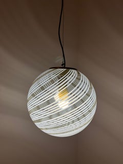 Mid-Century Modern Sphere Chandelier in Murano Swirl Glass by Venini, circa 1970