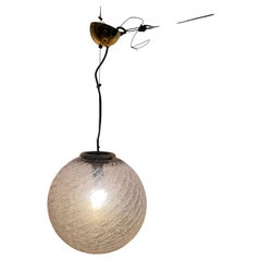 Mid-Century Modern Sphere Chandelier in Murano Swirl Glass by Venini, circa 1970