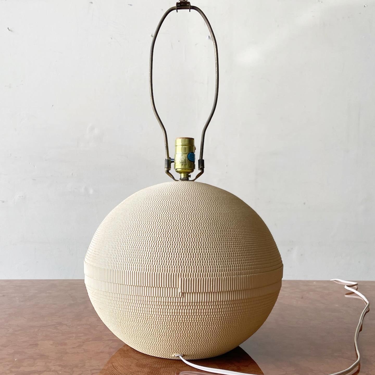 Late 20th Century Mid Century Modern Spherical Corrugated Cardboard Table Lamp
