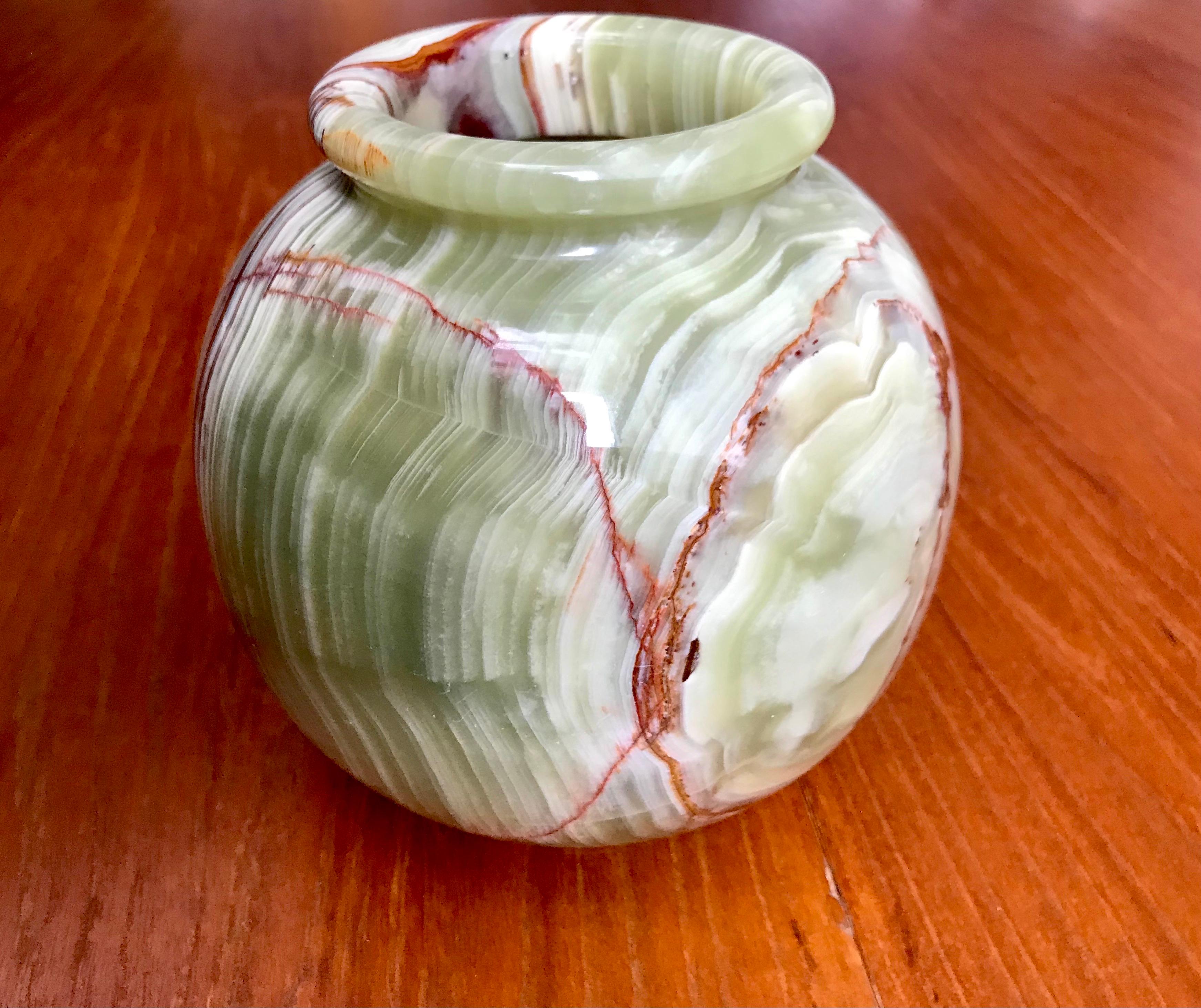 green marble vase