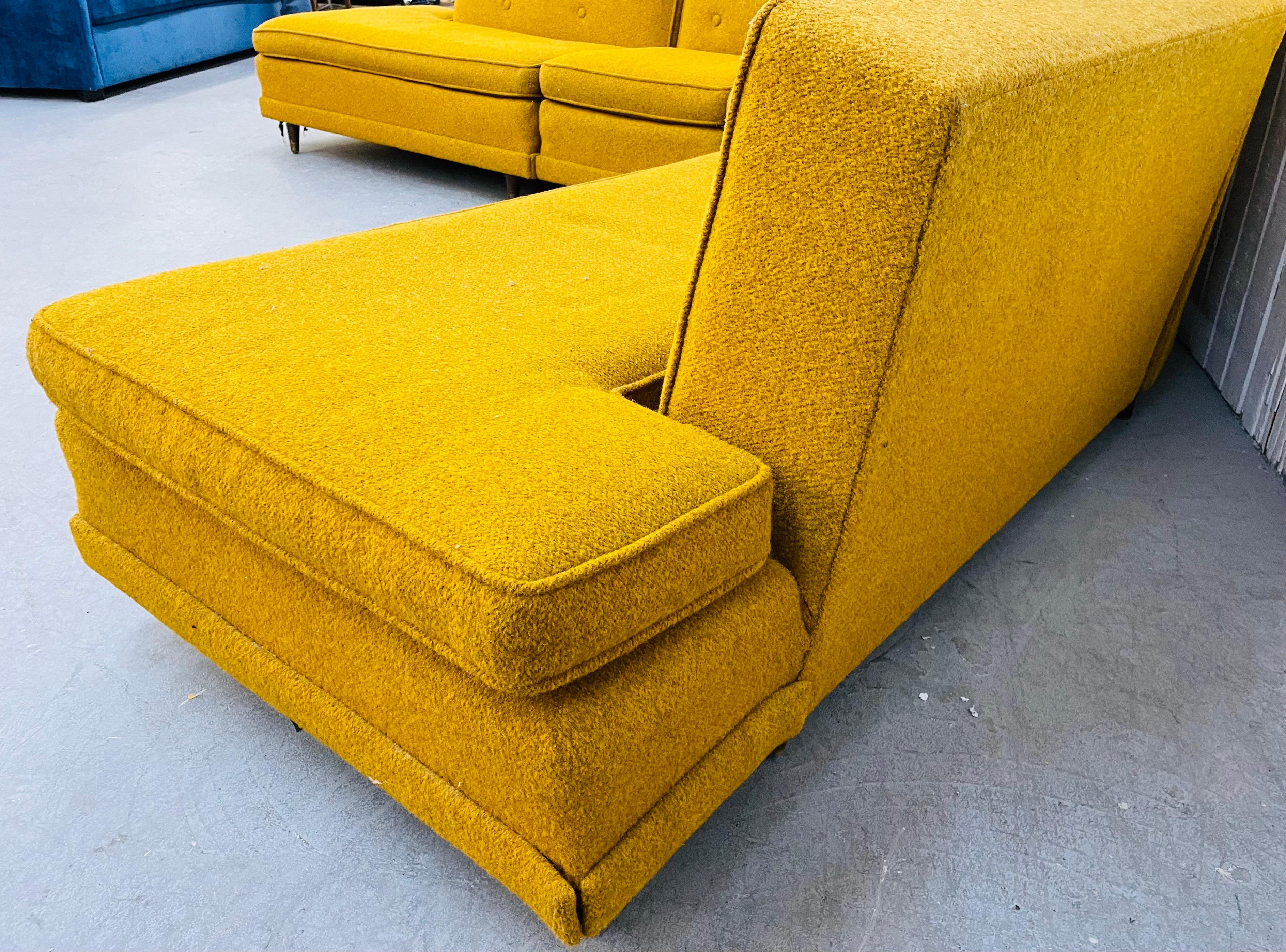Mid-Century Modern Spicy Mustard Sectional Sofa In Good Condition In Clarksboro, NJ