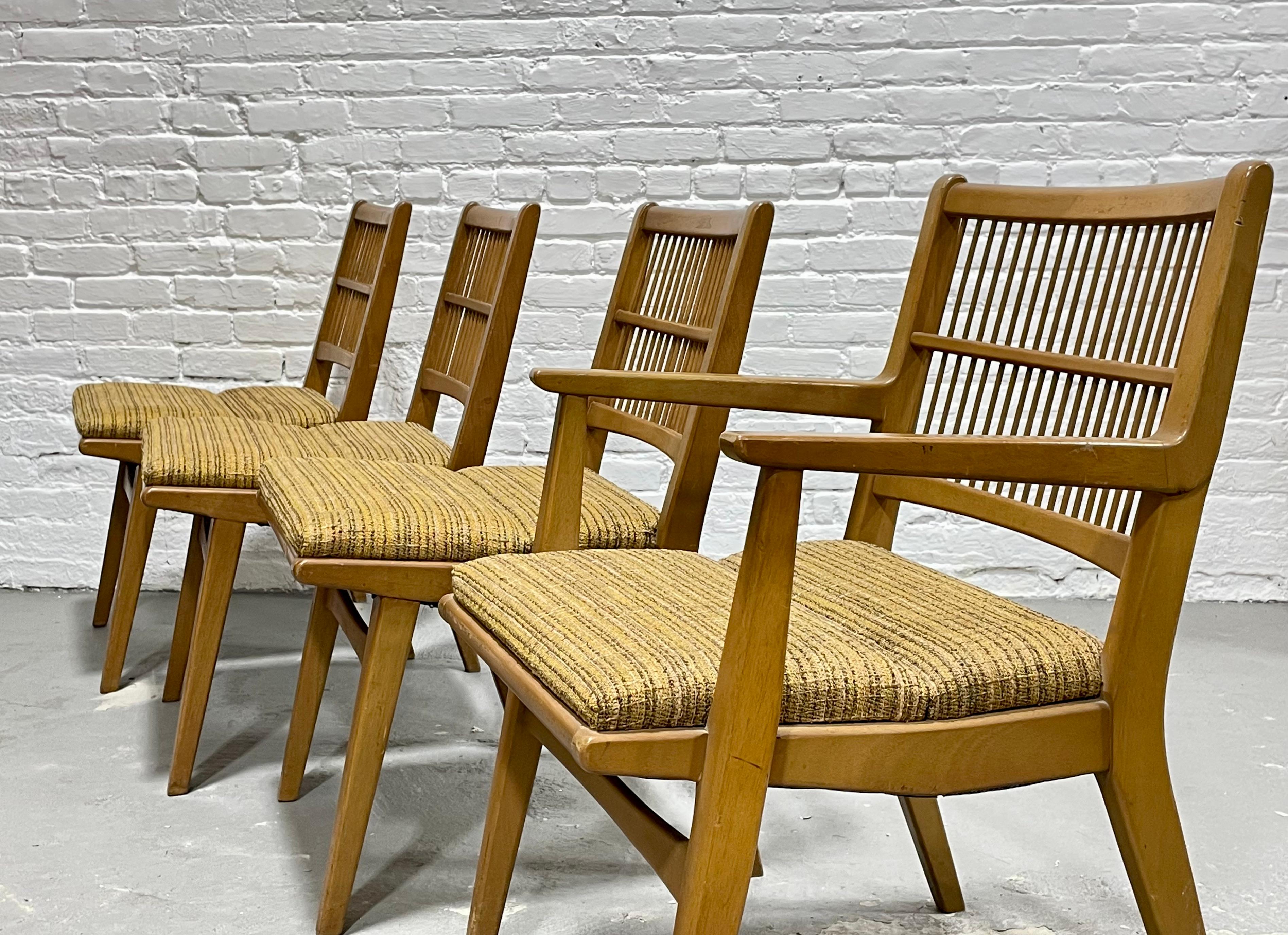 Wood Mid-Century Modern Spindle Back Dining Chairs by Red Lion Furniture, Set of 4 For Sale