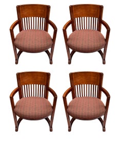 Mid-Century Modern Spindle Barrel Back Dining Chairs after Frank Lloyd Wright