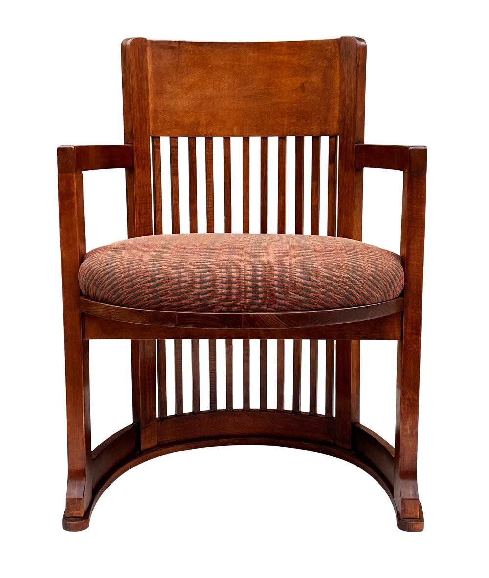 Mission Mid-Century Modern Spindle Barrel Back Dining Chairs after Frank Lloyd Wright