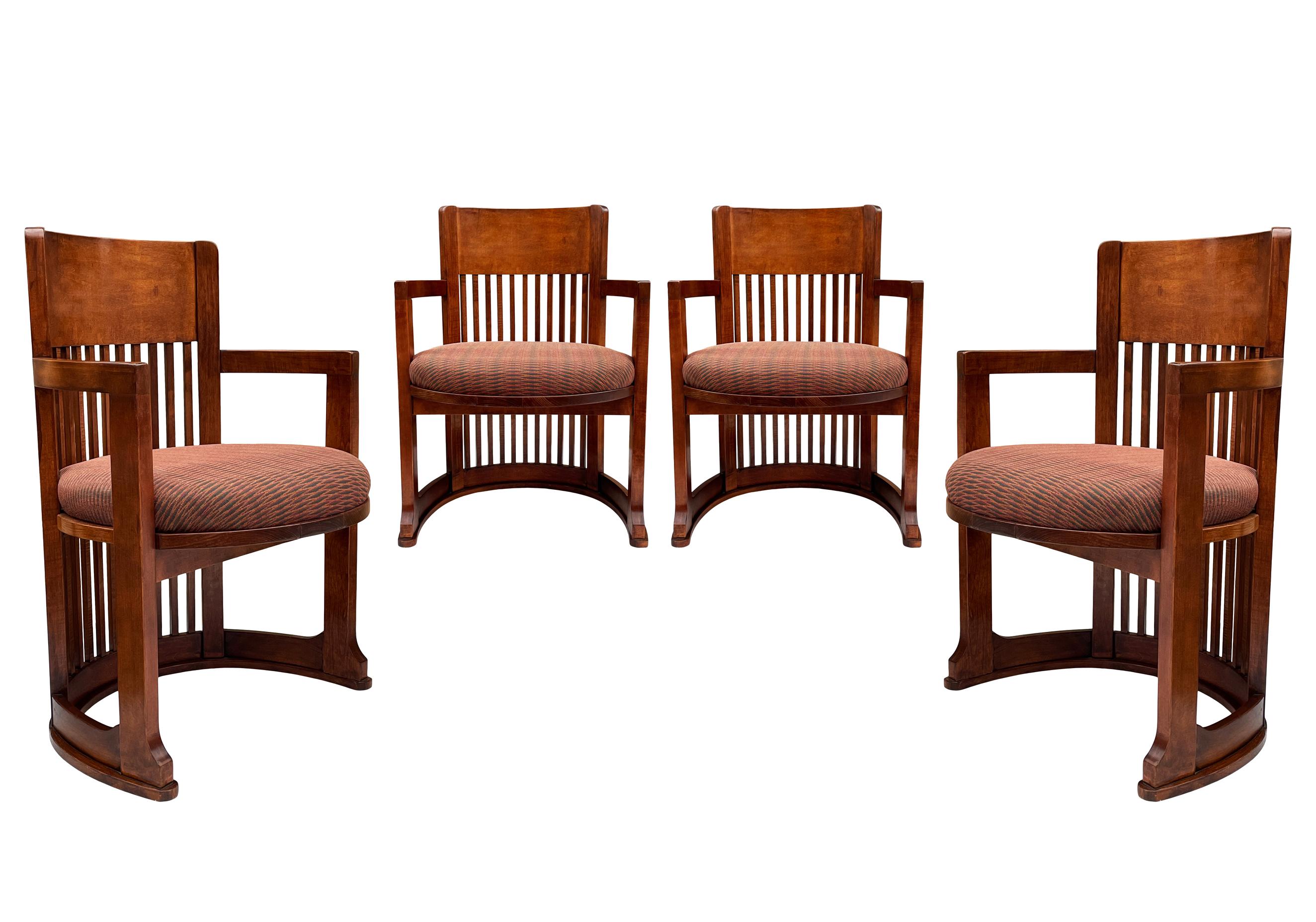 Late 20th Century Mid-Century Modern Spindle Barrel Back Dining Chairs after Frank Lloyd Wright