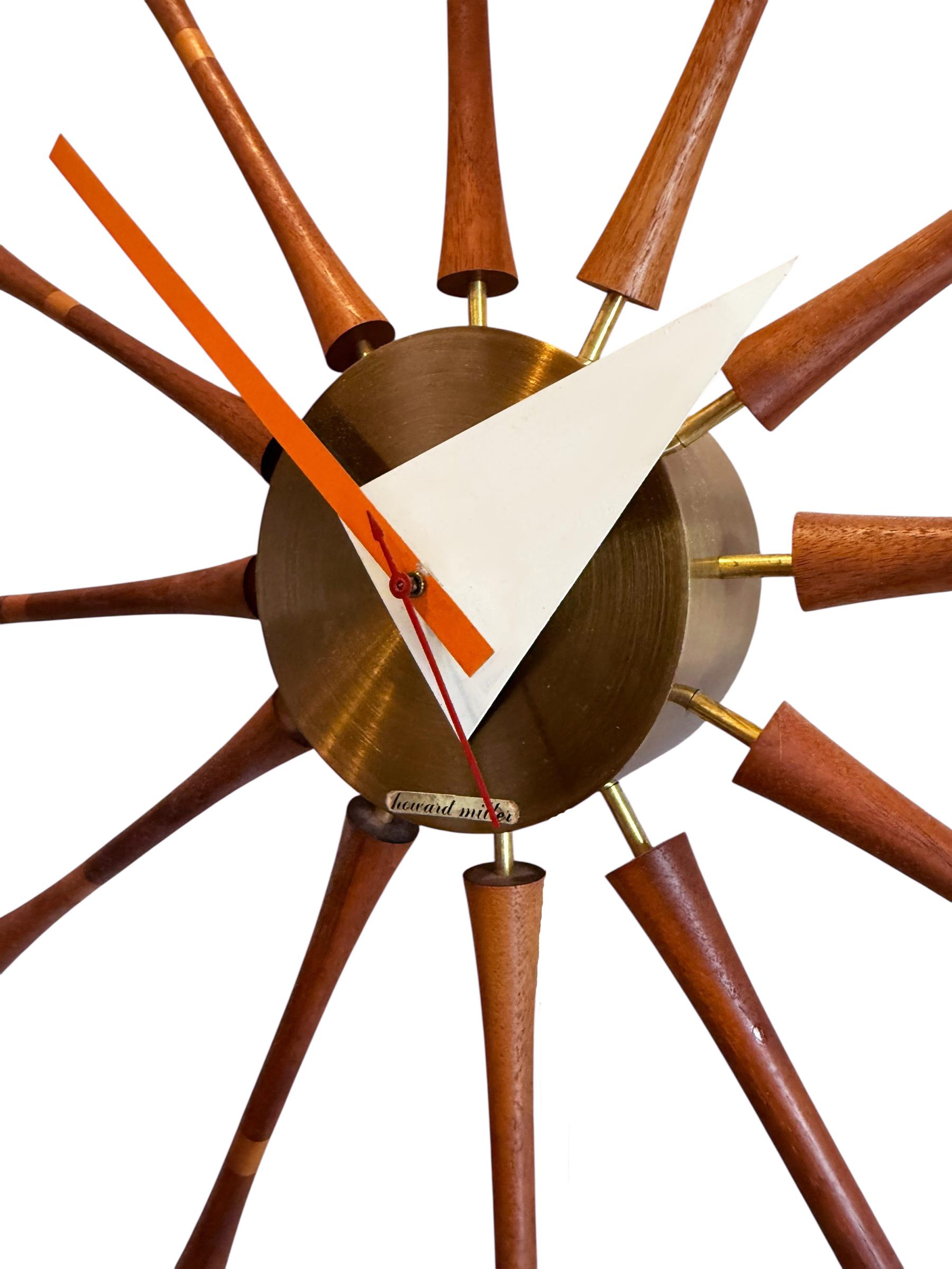 Mid-Century Modern Mid Century Modern Spindle Starburst Wall Clock by George Nelson Howard Miller For Sale