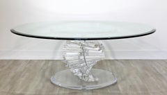 Mid-Century Modern Spiral Helix Lucite Glass Coffee Table 1970s Hollis Jones Era