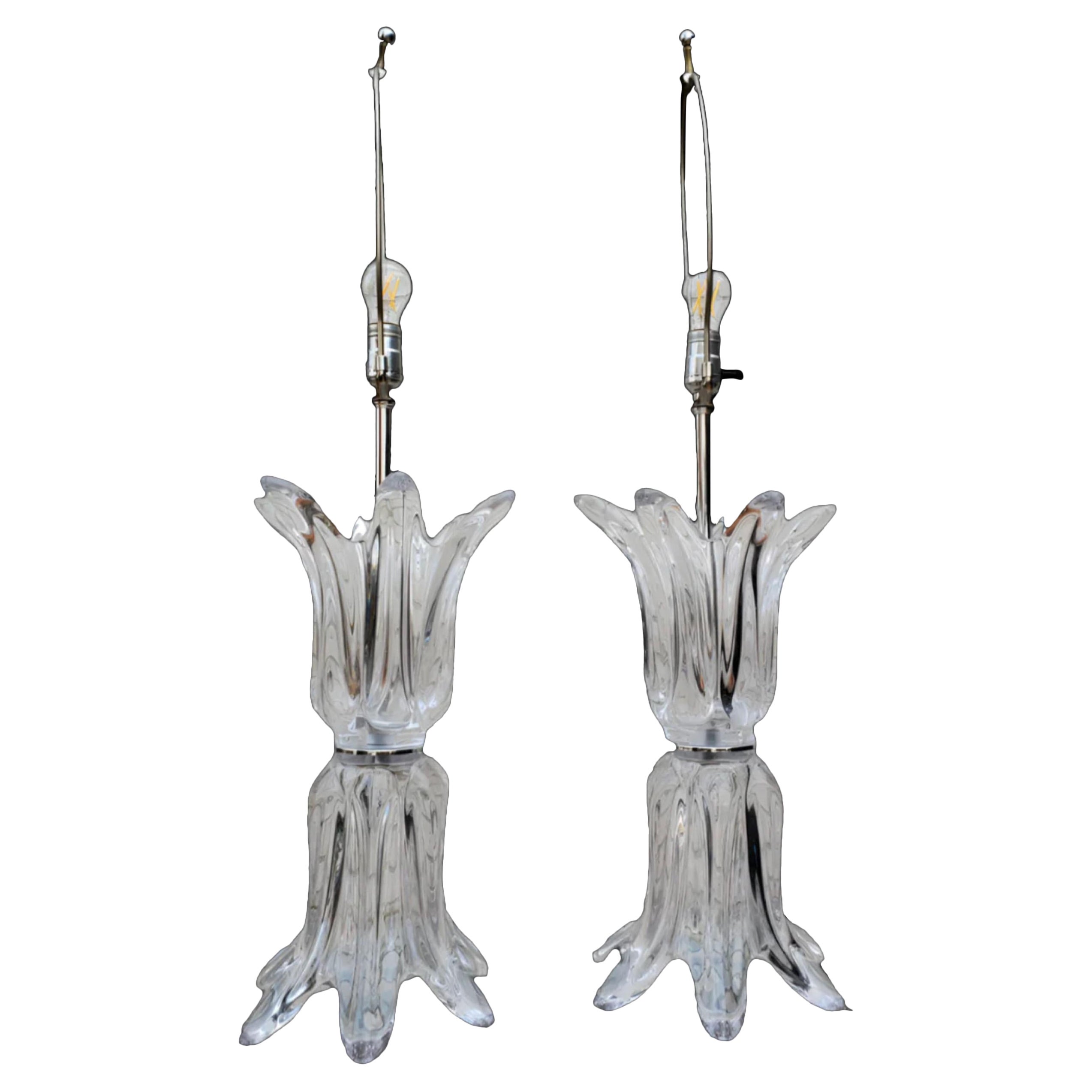 Mid Century Modern "Splash" Glass Lamps by Art Vannes France - Pair