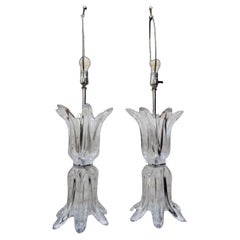 Mid Century Modern "Splash" Glass Lamps by Art Vannes France - Pair