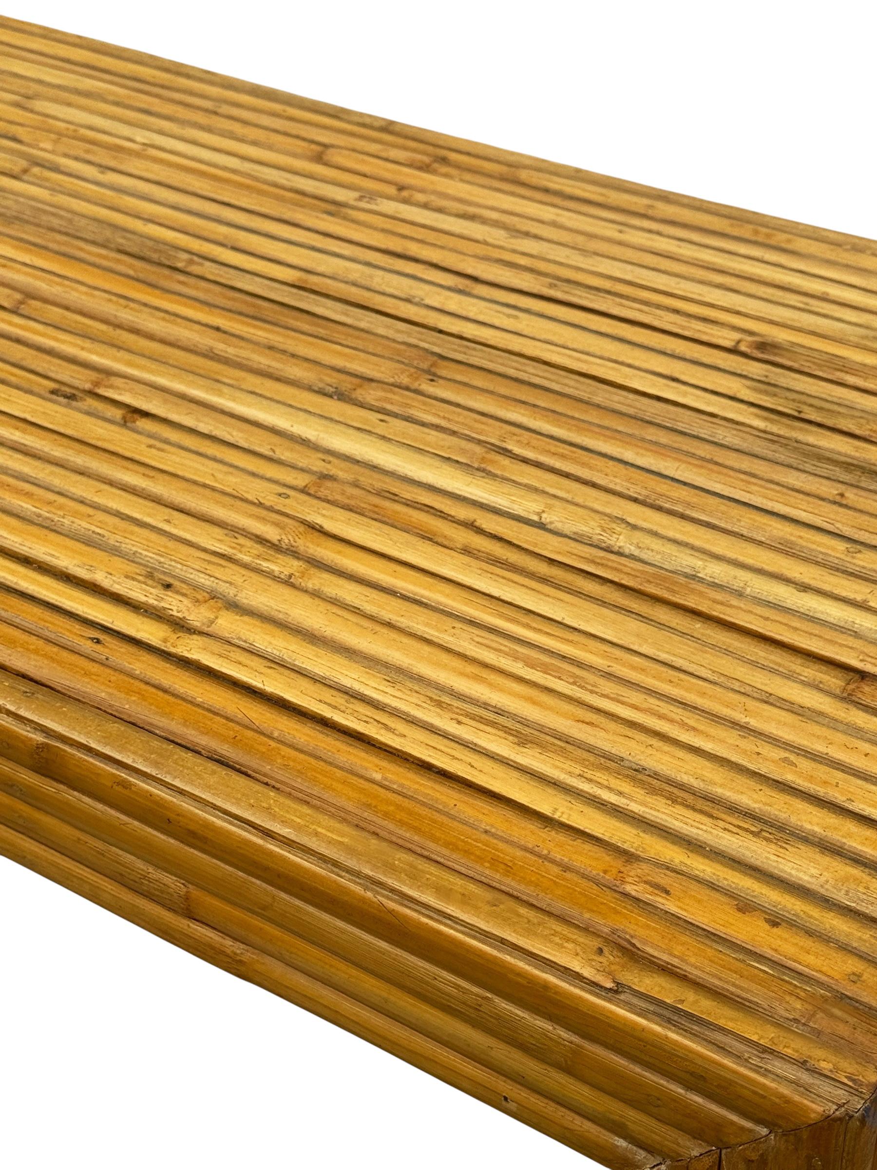 Mid Century Modern Split Reed Bamboo Parsons Konsolentisch, Sofa Tisch oder Schreibtisch (amerikanisch) im Angebot