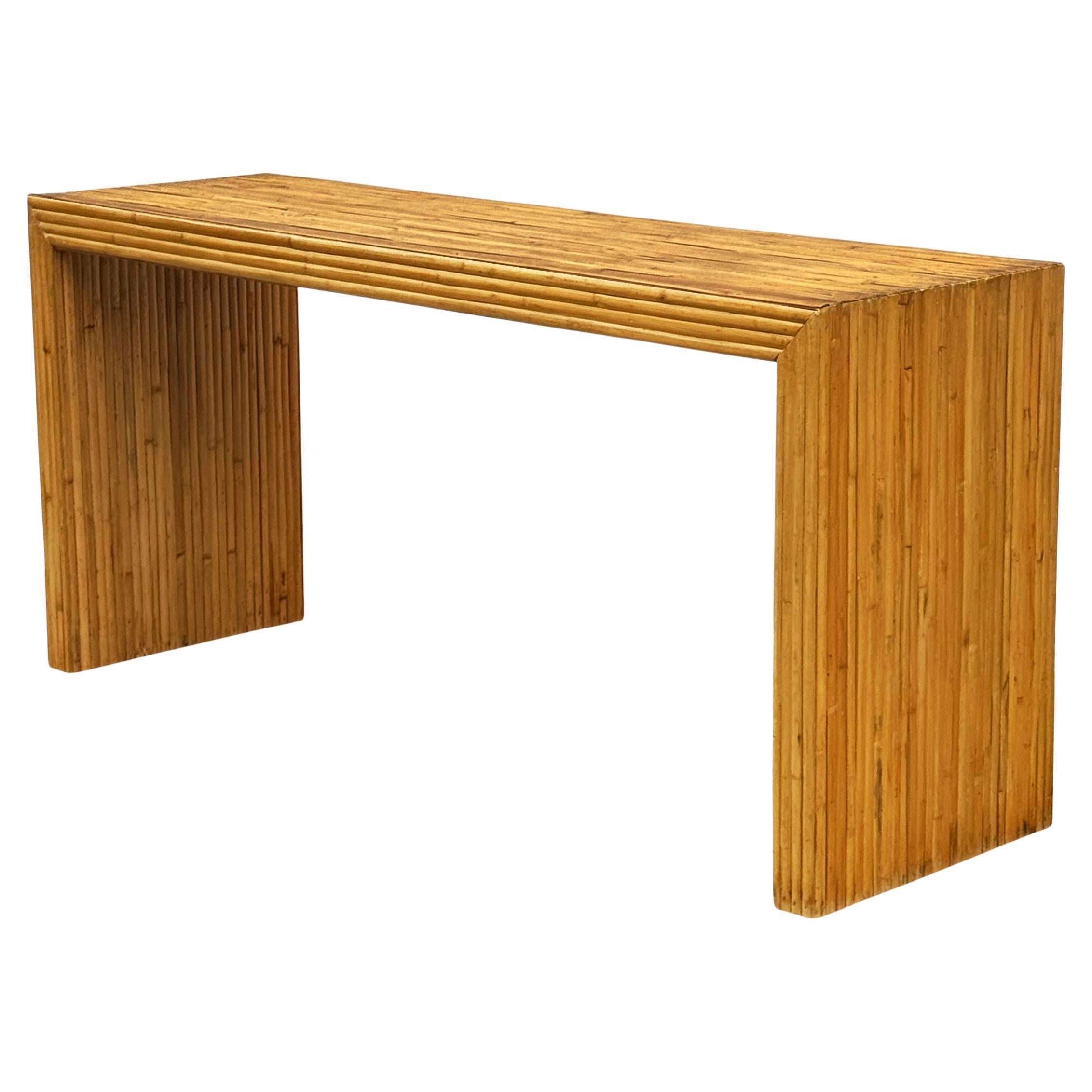 Mid Century Modern Split Reed Bamboo Parsons Konsolentisch, Sofa Tisch oder Schreibtisch