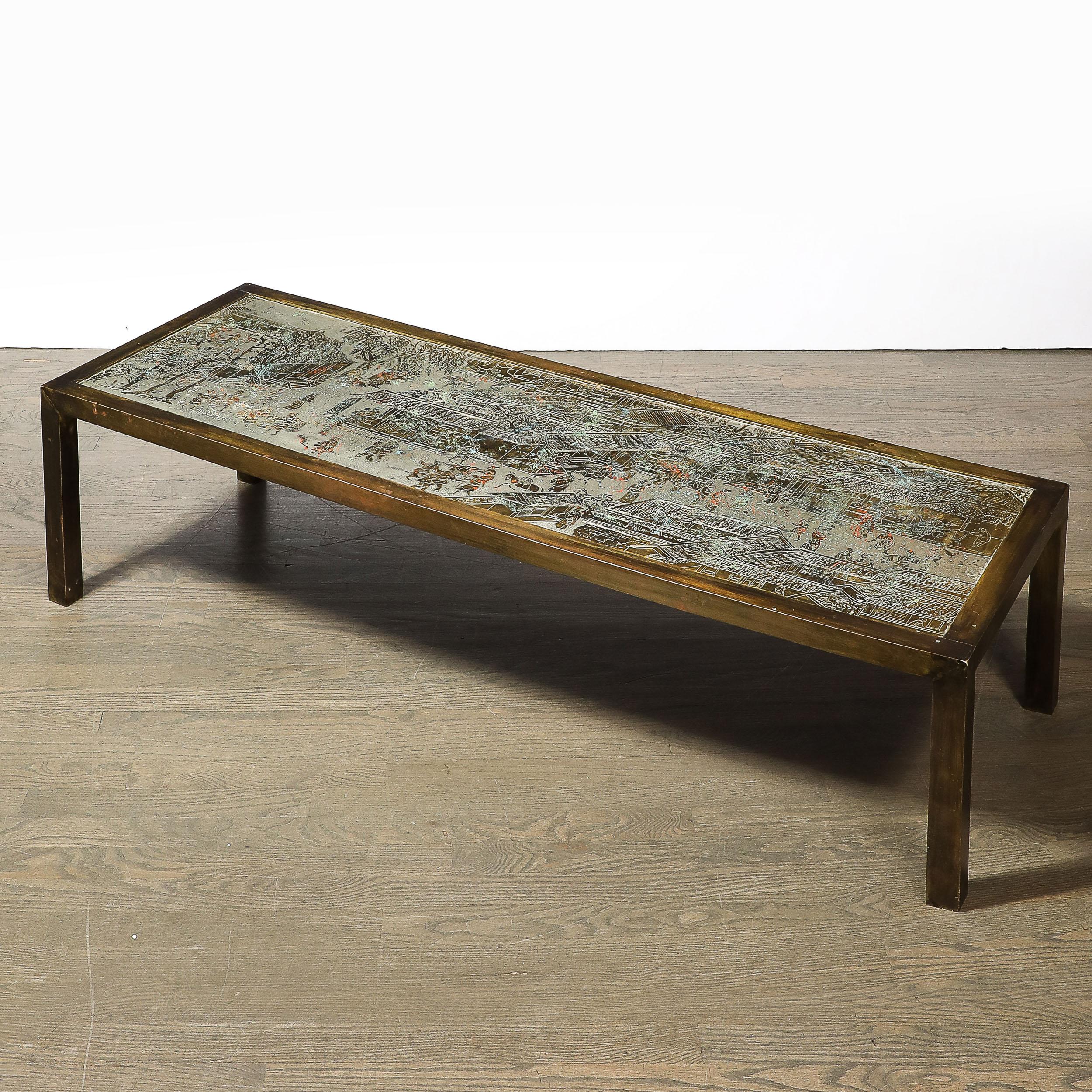 Bronze Mid-Century Modern Spring Festival Cocktail Table signed Philip & Kelvin Laverne For Sale