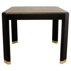 Tavolo da gioco per tavolo da salotto in stile Springer del metà del secolo scorso, in tessuto d'erba e ottone