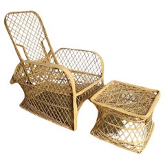 Mid Century Modern Spun Fiber Glass Adjustable Lounge Chair With Ottoman